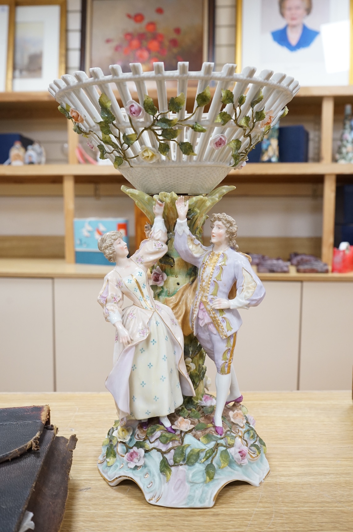 A German figural centrepiece, Sitzendorf or Plaue, 41cm